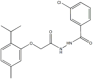 3-chloro-N'-[(2-isopropyl-5-methylphenoxy)acetyl]benzohydrazide 结构式