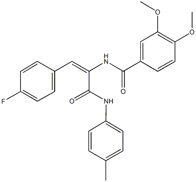 N-[2-(4-fluorophenyl)-1-(4-toluidinocarbonyl)vinyl]-3,4-dimethoxybenzamide 结构式