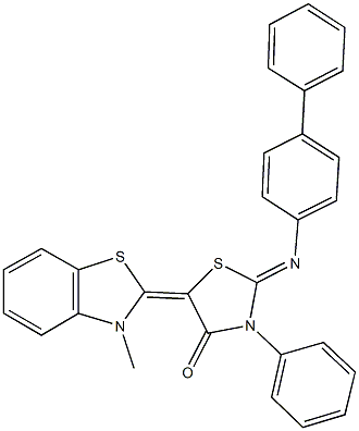 2-([1,1'-biphenyl]-4-ylimino)-5-(3-methyl-1,3-benzothiazol-2(3H)-ylidene)-3-phenyl-1,3-thiazolidin-4-one 结构式