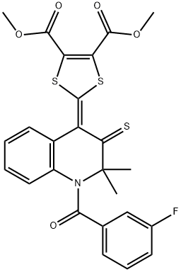 dimethyl 2-(1-(3-fluorobenzoyl)-2,2-dimethyl-3-thioxo-2,3-dihydro-4(1H)-quinolinylidene)-1,3-dithiole-4,5-dicarboxylate 结构式