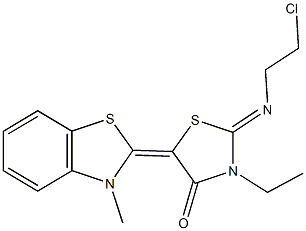 2-[(2-chloroethyl)imino]-3-ethyl-5-(3-methyl-1,3-benzothiazol-2(3H)-ylidene)-1,3-thiazolidin-4-one 结构式