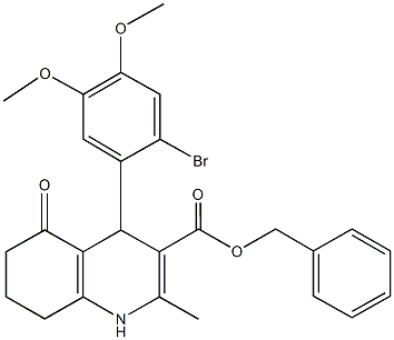 benzyl 4-(2-bromo-4,5-dimethoxyphenyl)-2-methyl-5-oxo-1,4,5,6,7,8-hexahydro-3-quinolinecarboxylate 结构式