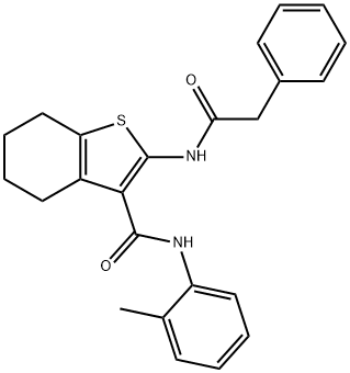 N-(2-methylphenyl)-2-[(phenylacetyl)amino]-4,5,6,7-tetrahydro-1-benzothiophene-3-carboxamide 结构式