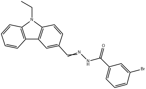 3-bromo-N'-[(9-ethyl-9H-carbazol-3-yl)methylene]benzohydrazide 结构式