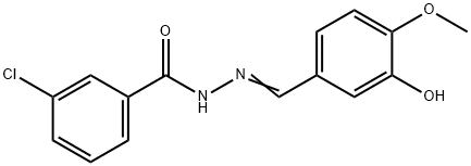 3-chloro-N'-(3-hydroxy-4-methoxybenzylidene)benzohydrazide 结构式