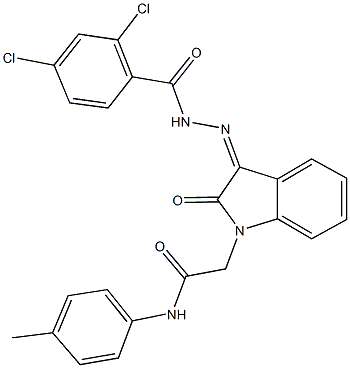 2-{3-[(2,4-dichlorobenzoyl)hydrazono]-2-oxo-2,3-dihydro-1H-indol-1-yl}-N-(4-methylphenyl)acetamide 结构式