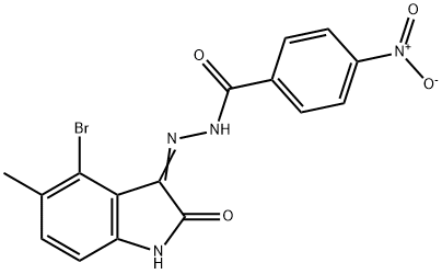 N'-(4-bromo-5-methyl-2-oxo-1,2-dihydro-3H-indol-3-ylidene)-4-nitrobenzohydrazide 结构式