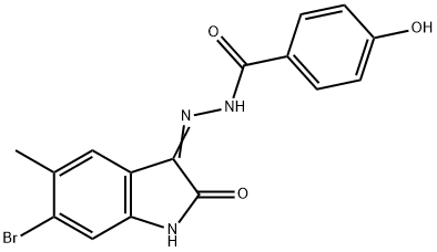 N'-(6-bromo-5-methyl-2-oxo-1,2-dihydro-3H-indol-3-ylidene)-4-hydroxybenzohydrazide 结构式