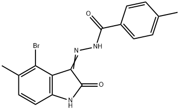 N'-(4-bromo-5-methyl-2-oxo-1,2-dihydro-3H-indol-3-ylidene)-4-methylbenzohydrazide 结构式