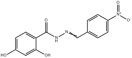 2,4-dihydroxy-N'-{4-nitrobenzylidene}benzohydrazide 结构式