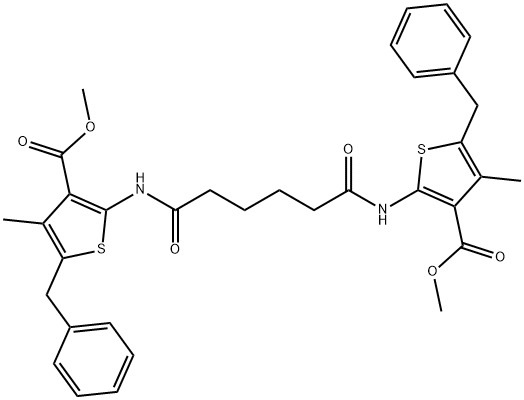 methyl 5-benzyl-2-[(6-{[5-benzyl-3-(methoxycarbonyl)-4-methyl-2-thienyl]amino}-6-oxohexanoyl)amino]-4-methyl-3-thiophenecarboxylate 结构式