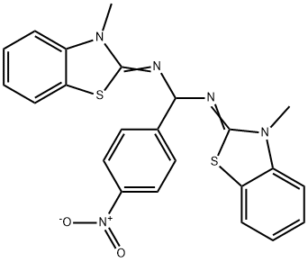 2-({{4-nitrophenyl}[(3-methyl-1,3-benzothiazol-2(3H)-ylidene)amino]methyl}imino)-3-methyl-2,3-dihydro-1,3-benzothiazole 结构式