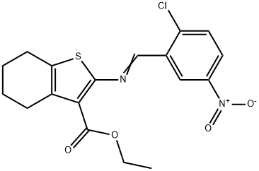 ethyl 2-({2-chloro-5-nitrobenzylidene}amino)-4,5,6,7-tetrahydro-1-benzothiophene-3-carboxylate 结构式