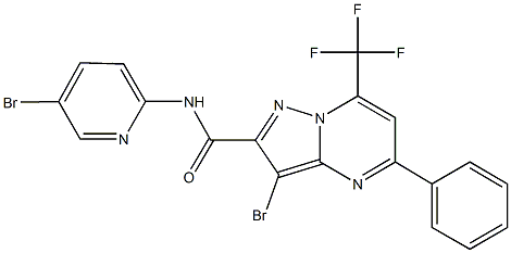 3-bromo-N-(5-bromo-2-pyridinyl)-5-phenyl-7-(trifluoromethyl)pyrazolo[1,5-a]pyrimidine-2-carboxamide 结构式