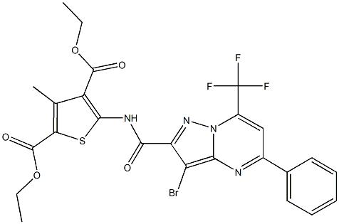 diethyl 5-({[3-bromo-5-phenyl-7-(trifluoromethyl)pyrazolo[1,5-a]pyrimidin-2-yl]carbonyl}amino)-3-methyl-2,4-thiophenedicarboxylate 结构式