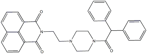 2-{2-[4-(diphenylacetyl)-1-piperazinyl]ethyl}-1H-benzo[de]isoquinoline-1,3(2H)-dione 结构式