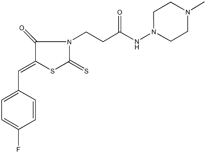 3-[5-(4-fluorobenzylidene)-4-oxo-2-thioxo-1,3-thiazolidin-3-yl]-N-(4-methyl-1-piperazinyl)propanamide 结构式