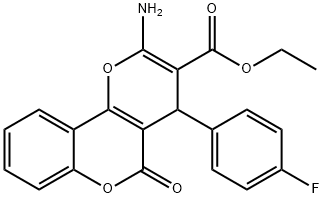 ethyl 2-amino-4-(4-fluorophenyl)-5-oxo-4H,5H-pyrano[3,2-c]chromene-3-carboxylate 结构式