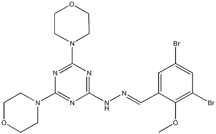 3,5-dibromo-2-methoxybenzaldehyde [4,6-di(4-morpholinyl)-1,3,5-triazin-2-yl]hydrazone 结构式