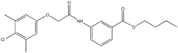 butyl 3-({[(4-chloro-3,5-dimethylphenyl)oxy]acetyl}amino)benzoate 结构式