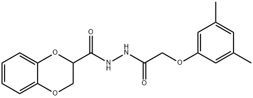 N'-{2-[(3,5-dimethylphenyl)oxy]acetyl}-2,3-dihydro-1,4-benzodioxine-2-carbohydrazide 结构式