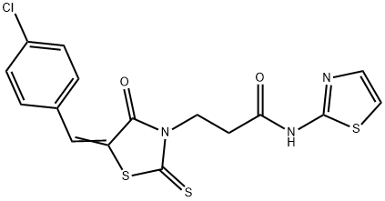 3-[5-(4-chlorobenzylidene)-4-oxo-2-thioxo-1,3-thiazolidin-3-yl]-N-(1,3-thiazol-2-yl)propanamide 结构式