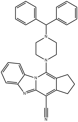 11-(4-benzhydryl-1-piperazinyl)-2,3-dihydro-1H-cyclopenta[4,5]pyrido[1,2-a]benzimidazole-4-carbonitrile 结构式