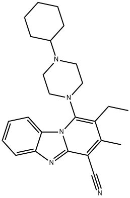 1-(4-cyclohexylpiperazin-1-yl)-2-ethyl-3-methylpyrido[1,2-a]benzimidazole-4-carbonitrile 结构式