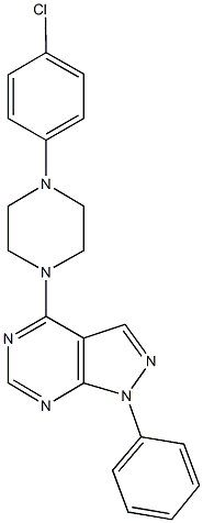 4-[4-(4-chlorophenyl)-1-piperazinyl]-1-phenyl-1H-pyrazolo[3,4-d]pyrimidine 结构式