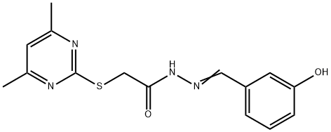 2-[(4,6-dimethyl-2-pyrimidinyl)sulfanyl]-N'-(3-hydroxybenzylidene)acetohydrazide 结构式