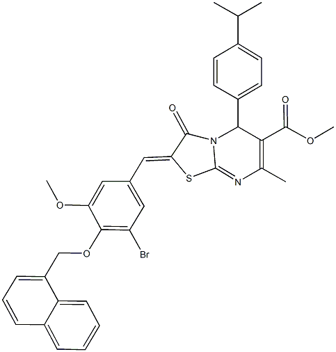 methyl 2-[3-bromo-5-methoxy-4-(1-naphthylmethoxy)benzylidene]-5-(4-isopropylphenyl)-7-methyl-3-oxo-2,3-dihydro-5H-[1,3]thiazolo[3,2-a]pyrimidine-6-carboxylate 结构式