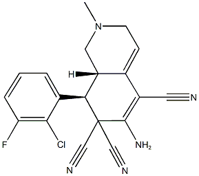 6-amino-8-(2-chloro-3-fluorophenyl)-2-methyl-2,3,8,8a-tetrahydro-5,7,7(1H)-isoquinolinetricarbonitrile 结构式