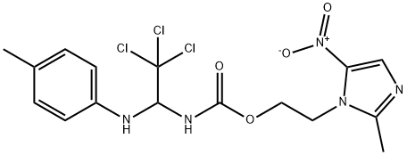 2-{5-nitro-2-methyl-1H-imidazol-1-yl}ethyl 2,2,2-trichloro-1-(4-toluidino)ethylcarbamate 结构式