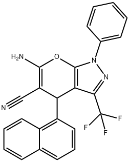 6-amino-4-(1-naphthyl)-1-phenyl-3-(trifluoromethyl)-1,4-dihydropyrano[2,3-c]pyrazole-5-carbonitrile 结构式