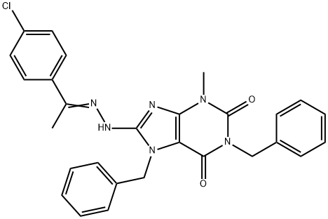 1,7-dibenzyl-8-{2-[1-(4-chlorophenyl)ethylidene]hydrazino}-3-methyl-3,7-dihydro-1H-purine-2,6-dione 结构式