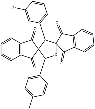 4'-(3-chlorophenyl)-2'-(4-methylphenyl)-dispiro[bis[1H-indene-1,3(2H)-dione]-2,3':2'',5'-tetrahydrofuran] 结构式