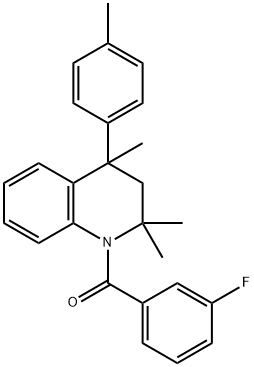 1-(3-fluorobenzoyl)-2,2,4-trimethyl-4-(4-methylphenyl)-1,2,3,4-tetrahydroquinoline 结构式