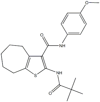 2-[(2,2-dimethylpropanoyl)amino]-N-(4-methoxyphenyl)-5,6,7,8-tetrahydro-4H-cyclohepta[b]thiophene-3-carboxamide 结构式