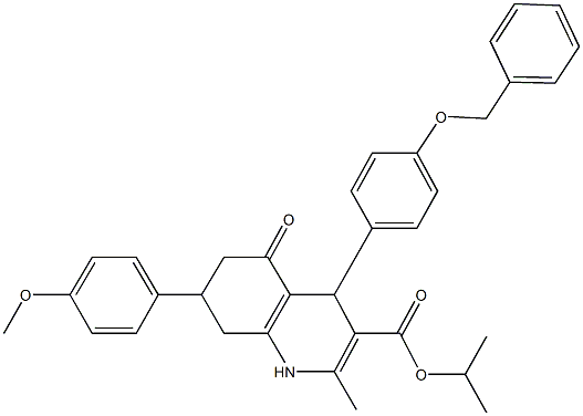 isopropyl 4-[4-(benzyloxy)phenyl]-7-(4-methoxyphenyl)-2-methyl-5-oxo-1,4,5,6,7,8-hexahydro-3-quinolinecarboxylate 结构式