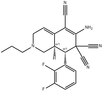 6-amino-8-(2,3-difluorophenyl)-2-propyl-2,3,8,8a-tetrahydro-5,7,7(1H)-isoquinolinetricarbonitrile 结构式