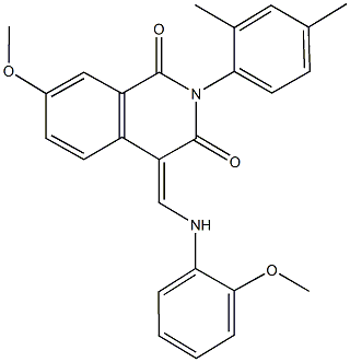 2-(2,4-dimethylphenyl)-7-methoxy-4-[(2-methoxyanilino)methylene]-1,3(2H,4H)-isoquinolinedione 结构式