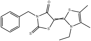 3-benzyl-5-(3-ethyl-4,5-dimethyl-1,3-thiazol-2(3H)-ylidene)-2-thioxo-1,3-thiazolidin-4-one 结构式