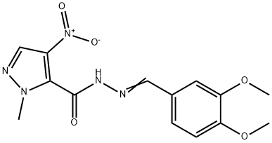 N'-(3,4-dimethoxybenzylidene)-4-nitro-1-methyl-1H-pyrazole-5-carbohydrazide 结构式