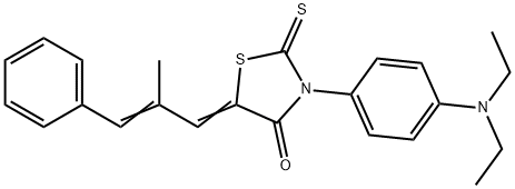 3-[4-(diethylamino)phenyl]-5-(2-methyl-3-phenyl-2-propenylidene)-2-thioxo-1,3-thiazolidin-4-one 结构式