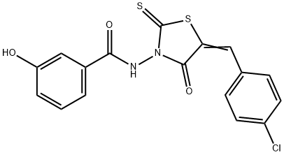 N-[5-(4-chlorobenzylidene)-4-oxo-2-thioxo-1,3-thiazolidin-3-yl]-3-hydroxybenzamide 结构式