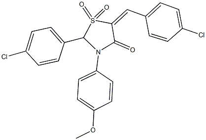 5-(4-chlorobenzylidene)-2-(4-chlorophenyl)-3-(4-methoxyphenyl)-1,3-thiazolidin-4-one 1,1-dioxide 结构式