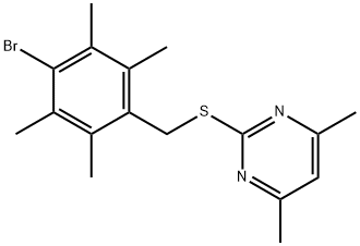 2-[(4-bromo-2,3,5,6-tetramethylbenzyl)sulfanyl]-4,6-dimethylpyrimidine 结构式