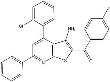 [3-amino-4-(2-chlorophenyl)-6-phenylthieno[2,3-b]pyridin-2-yl](4-methylphenyl)methanone 结构式