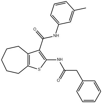 N-(3-methylphenyl)-2-[(phenylacetyl)amino]-5,6,7,8-tetrahydro-4H-cyclohepta[b]thiophene-3-carboxamide 结构式