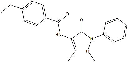 N-(1,5-dimethyl-3-oxo-2-phenyl-2,3-dihydro-1H-pyrazol-4-yl)-4-ethylbenzamide 结构式